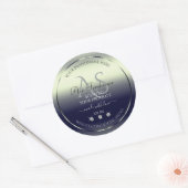 Blue Silver Shimmery Product Label Jewels Monogram Runder Aufkleber (Umschlag)