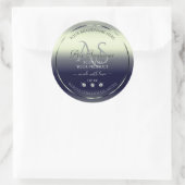 Blue Silver Shimmery Product Label Jewels Monogram Runder Aufkleber (Tasche)