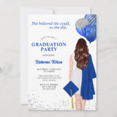 Blue Silver Sie glaubt Abschluss Einladung (Vorderseite)