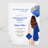 Blue Silver Sie glaubt Abschluss Einladung (Vorne/Hinten)