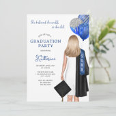 Blue Silver Sie glaubte, sie könnte Abschluss Mädc Einladung (Stehend Vorderseite)