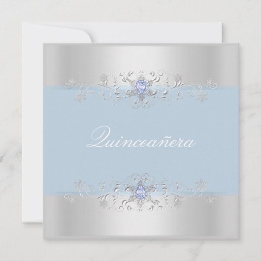 Blue & Silver Snow Gem Quinceanera Einladung (Vorderseite)