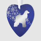 Blue Silver Snowflake Afghan Hound Ornament (Vorderseite)
