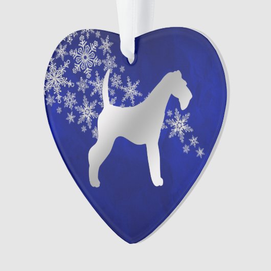 Blue Silver Snowflake Airedale Terrier Ornament (Vorderseite)