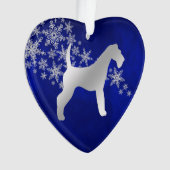 Blue Silver Snowflake Airedale Terrier Ornament (Vorderseite)