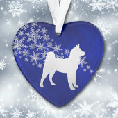Blue Silver Snowflake Akita Dog Ornament