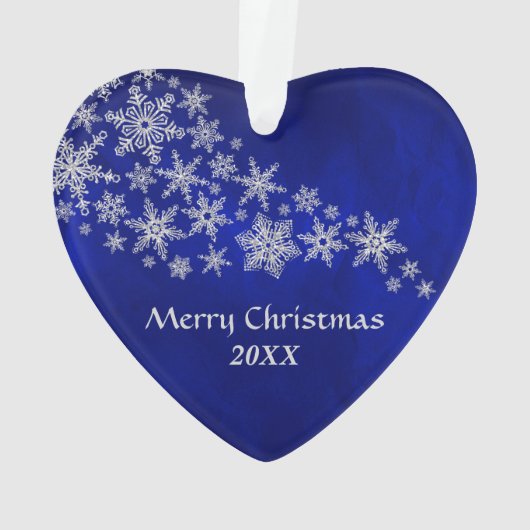 Blue Silver Snowflake Akita Dog Ornament (Rückseite)