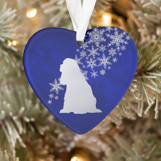 Blue Silver Snowflake American Cocker Spaniel Dog Ornament (Baum)