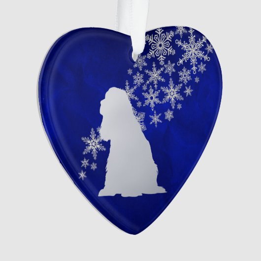 Blue Silver Snowflake American Cocker Spaniel Dog Ornament (Vorderseite)