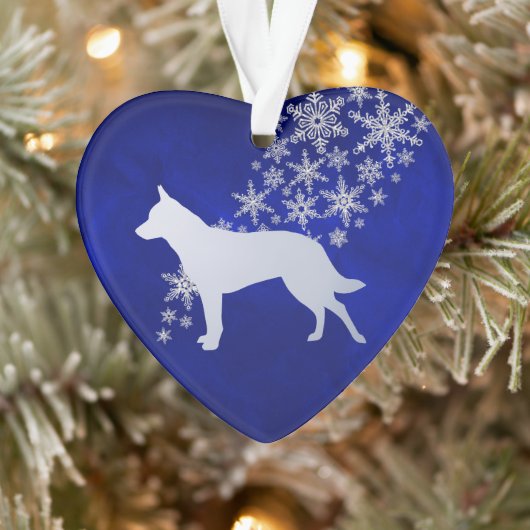 Blue Silver Snowflake Australian Cattle Dog Ornament (Baum)