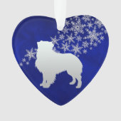Blue Silver Snowflake Australian Shepherd Ornament (Vorderseite)