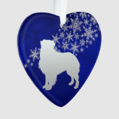 Blue Silver Snowflake Australian Shepherd Ornament (Vorderseite)