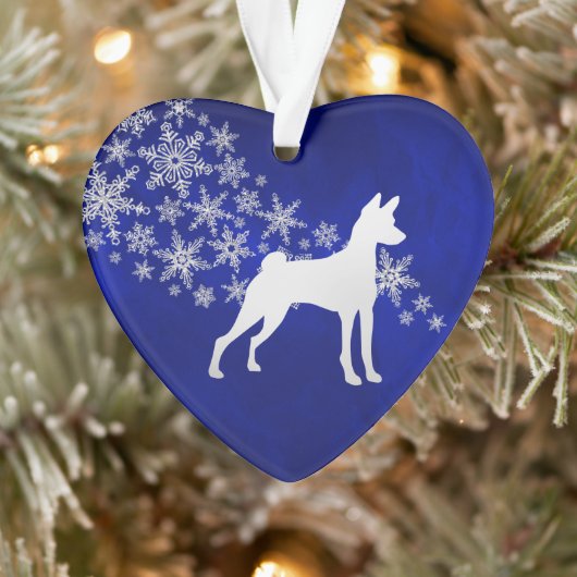 Blue Silver Snowflake Basenji Dog Ornament (Baum)