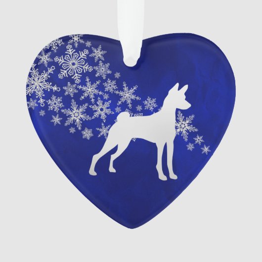Blue Silver Snowflake Basenji Dog Ornament (Vorderseite)