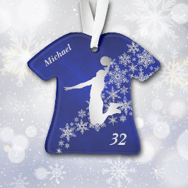 Blue Silver Snowflake Basketball Slam Dunk Ornament