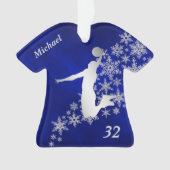 Blue Silver Snowflake Basketball Slam Dunk Ornament (Vorderseite)