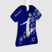 Blue Silver Snowflake Basketball Slam Dunk Ornament (Vorderseite)