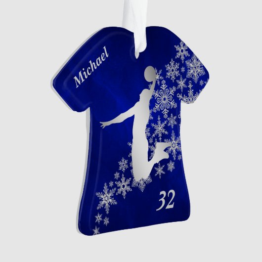 Blue Silver Snowflake Basketball Slam Dunk Ornament (Vorderseite)