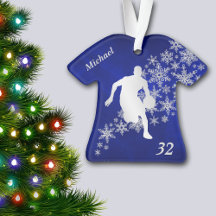 Blue Silver Snowflake Basketball Spieler