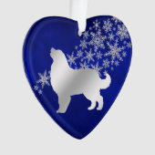 Blue Silver Snowflake Bernese Mountain Dog Ornament (Vorderseite)
