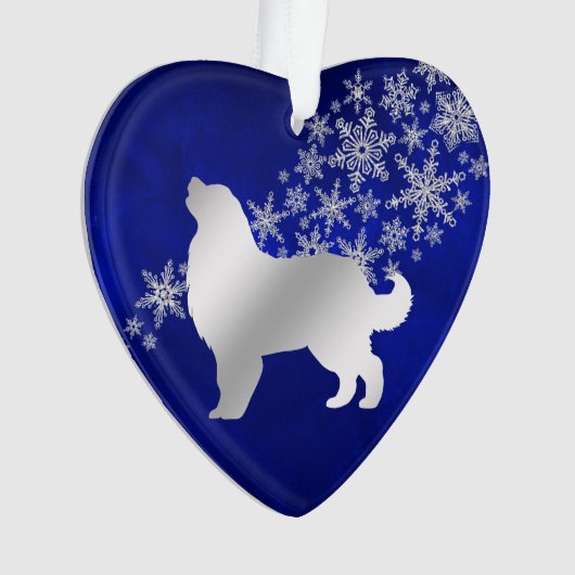 Blue Silver Snowflake Bernese Mountain Dog Ornament (Vorderseite)