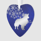 Blue Silver Snowflake Border Collie Dog Ornament (Vorderseite)