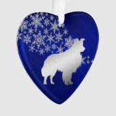 Blue Silver Snowflake Border Collie Dog Ornament (Vorderseite)