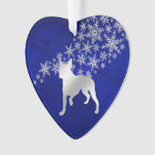 Blue Silver Snowflake Boston Terrier Dog Ornament (Vorderseite)