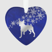 Blue Silver Snowflake Boston Terrier Dog Ornament (Vorderseite)