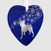 Blue Silver Snowflake Boston Terrier Dog Ornament (Vorderseite)