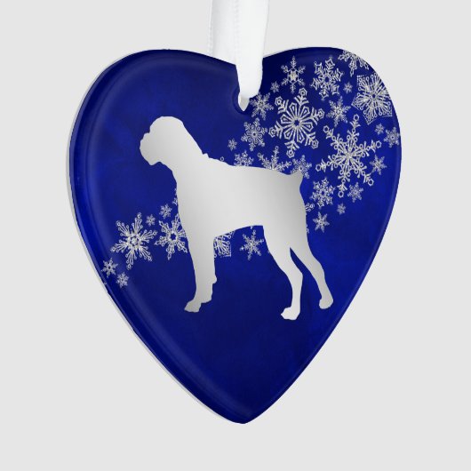 Blue Silver Snowflake Boxer Dog Ornament (Vorderseite)