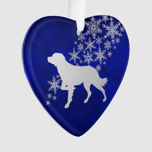 Blue Silver Snowflake Bretagne Ornament (Vorderseite)