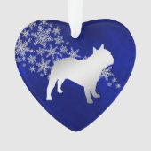 Blue Silver Snowflake Bulldog Ornament (Vorderseite)