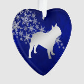 Blue Silver Snowflake Bulldog Ornament (Vorderseite)