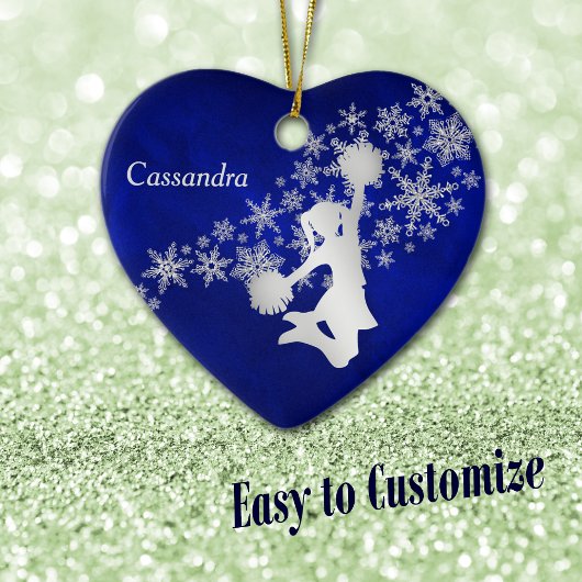 Blue Silver Snowflake Cheerleader Personalisiert Keramik Ornament