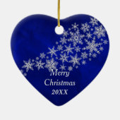 Blue Silver Snowflake Cheerleader Personalisiert Keramik Ornament (Hinten)