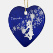 Blue Silver Snowflake Cheerleader Personalisiert Keramik Ornament (Links)