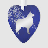 Blue Silver Snowflake Collie Dog Ornament (Vorderseite)