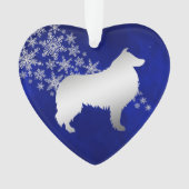 Blue Silver Snowflake Collie Dog Ornament (Vorderseite)