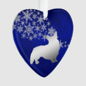 Blue Silver Snowflake Corgi Ornament (Vorderseite)