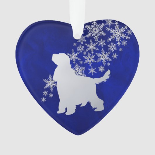 Blue Silver Snowflake English Cocker Spaniel Dog Ornament (Vorderseite)