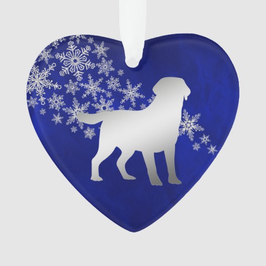Blue Silver Snowflake Labrador Retriever Ornament (Vorderseite)