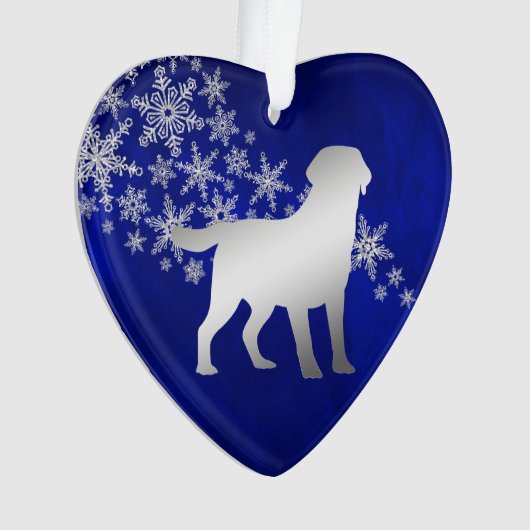 Blue Silver Snowflake Labrador Retriever Ornament (Vorderseite)