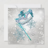 Blue Silver Snowflake Masquerade Weihnachtsfest Pa Einladung (Rückseite)