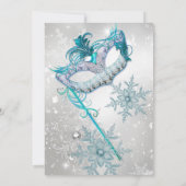 Blue Silver Snowflake Masquerade Weihnachtsfest Pa Einladung (Rückseite)