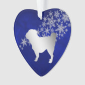 Blue Silver Snowflake Mops Ornament (Vorderseite)