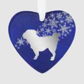 Blue Silver Snowflake Mops Ornament (Vorderseite)