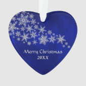 Blue Silver Snowflake Mops Ornament (Rückseite)