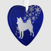 Blue Silver Snowflake Norwegischer Elkhound Hund Ornament (Vorderseite)