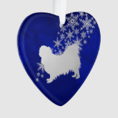 Blue Silver Snowflake Pekingese Ornament (Vorderseite)